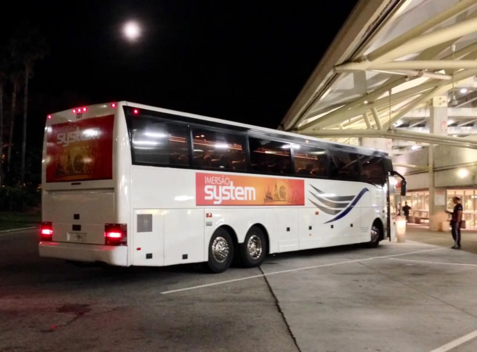 Charter bus at airport terminal