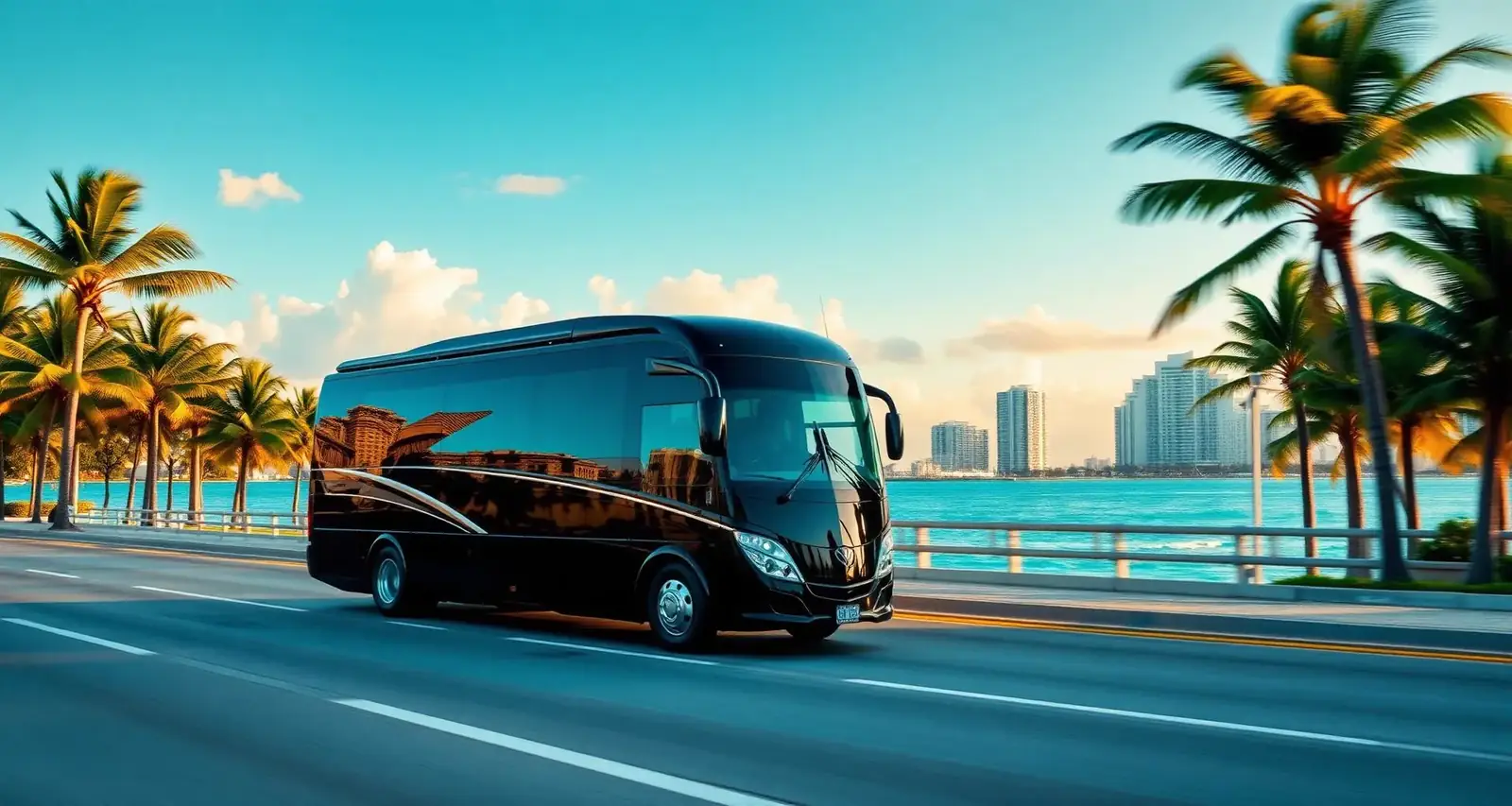 Phoenix Bus Miami - Luxury Motorcoach on the Causeway to Miami Beach