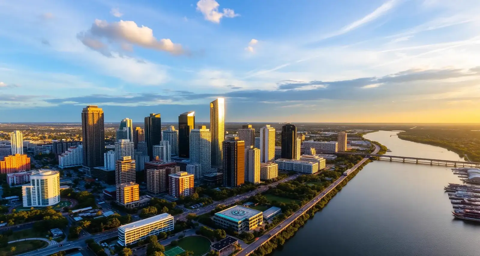 Phoenix Bus Tampa - Aerial View of Downtown Tampa Skyline and Channelside Drive Port District